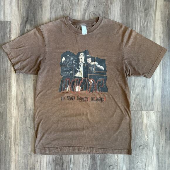 Vintage Y2K 2005 ACDC Band T-Shirt Men's Size M If You Want Blood Concert Brown - Picture 1 of 5